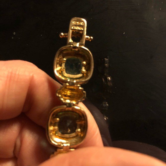 Blue topaz! Bracelet! 14 kt gold over Platinum 925 - Picture 4 of 6